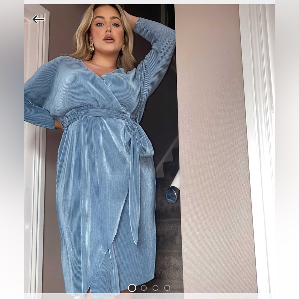 ASOS Curve Light Blue Textured Dress